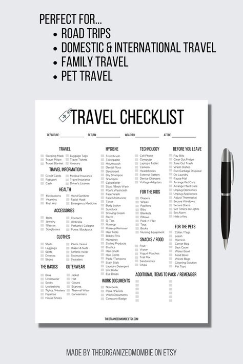 Travel Packing List Printable Family Packing List Vacation Packing List Kids Packing Checklist Printable Travel Checklist Packing PDF - Etsy UK Packing List For Vacation 2 Weeks, Vacation List Packing, Travel Checklist For Women, Travel List Packing, Travel Checklist Packing, International Packing List, Travel Checklist Printable, 1st Grandchild, Packing List Kids