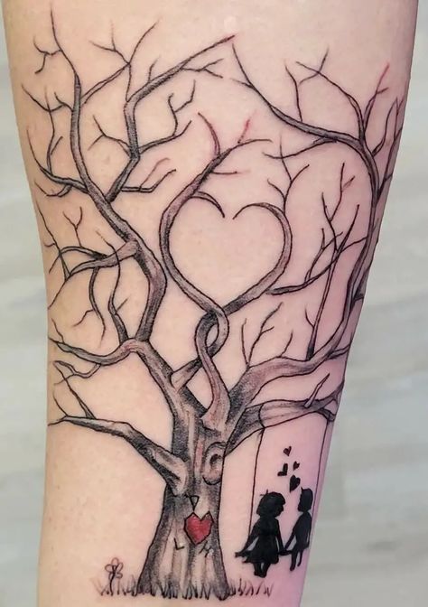 101 Tree Of Life Tattoos – Celebrating The Circle Of Life through Art - Psycho Tats Tree Of Life Tattoo With Flowers, Love Tree Tattoo, Unique Family Tattoo Designs, Family Tribute Tattoos, Tattoos Ideas For Couples, Most Meaningful Tattoos, Tree Of Life Tattoo Feminine, Tree With Birds Tattoo, Tree Of Life Tattoos