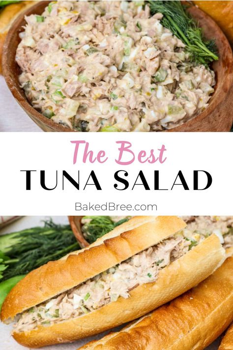 Enjoy the perfect blend of creamy, tangy, and crunchy elements with this easy-to-make and hard-to-forget Tuna Salad How To Make Tuna Sandwich, Baked Bree Recipe, Tuna Fish Salad, Easy Tuna Salad, How To Make Tuna, Best Tuna Salad, Tuna Salad Sandwich, Avocado Tomato Salad, Homemade Coleslaw