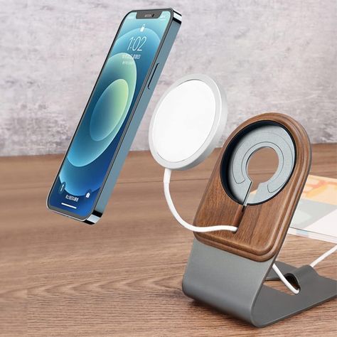 Most Useful Elegant MagSafe Wireless Charging Stand Gaming Stand, Wood Phone Stand, Fix Your Posture, Phone Stand For Desk, Cozy Desk, Magsafe Charger, Cell Phone Stand, Keyboard Case, Natural Walnut