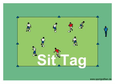 Sit Tag Free Soccer Training Tips By Top Soccer Drills. All of these exercises can act as warm up routines prior to moving into a more intense phases in practice. Print/Download This Drill Basic Information Age Group: (5-7yrs) (8-11yrs) (12-15yrs) (16-Adult) Number of Players: 5+ Difficulty: Easy Time: 5-15 min. Emphasis: Dribbling Field Preparation: each player ... Soccer Warm Up Drills, Coaching Kids Soccer, Soccer Conditioning, Warm Up Cardio, Soccer Practice Plans, Fun Soccer Drills, Fun Soccer Games, Soccer Exercises, Soccer Coaching Drills