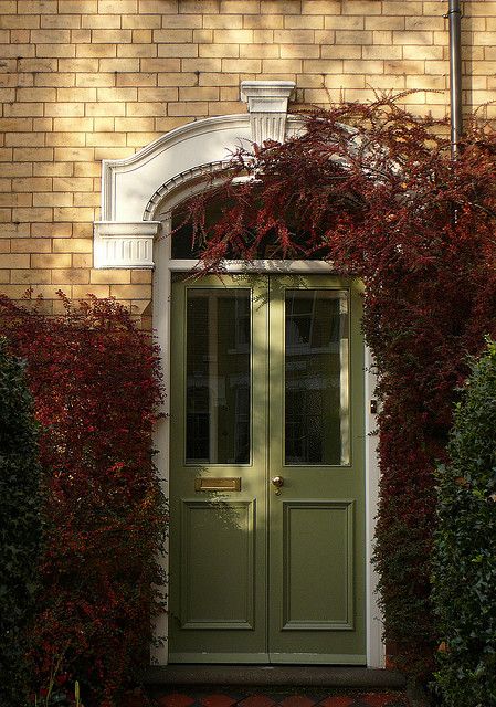 Hull, England ~Olive Green Door photo by Flyin Zi, via Flickr Green Doors And Windows, Olive Green Windows, Green Door Exterior, Olive Green Door, Olive Front Door, Olive Green Front Door Red Brick, Green Windows Exterior, Green Front Door Stone House, Green Door Brick House