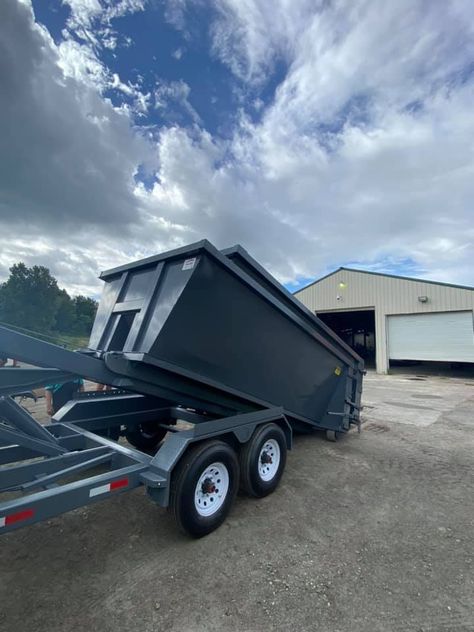 Gray Roll Off Trailer For Sale - American Made Dumpsters Roll Off Dumpster, Trailer Plans, Dump Trailers, Trailer Build, Dumpsters, Trailer Accessories, Trailers For Sale, American Made, Business Ideas