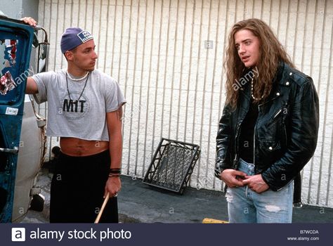 Airheads Year: 1994 USA Brendan Fraser, Adam Sandler Director: Michael Lehmann Stock Photo Young Adam Sandler, Comedy Movie Quotes, Mission Impossible 2, Amy Locane, Funny Comedy Movies, Christine Lahti, Encino Man, Tom Cruise Mission Impossible, Damon Wayans