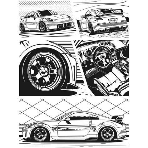 Oleg Markaryan on Instagram: “New Releases! Monochrome design "Nissan 350Z. Fragments". Scroll right. T-shirts, covers, stickers, posters - already available in my store…” Skyline R34 Wallpaper, R34 Wallpaper, Sp2 Vw, Nissan Gtr R34, Jdm Wallpaper, Skyline R34, Cool Car Drawings, Automotive Artwork, Car Artwork