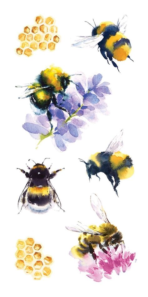 Bee Painting, Diy Watercolor Painting, Watercolour Inspiration, Soyut Sanat Tabloları, Watercolor Flower Art, 수채화 그림, Bee Art, Watercolor Art Lessons, Watercolor Paintings Tutorials