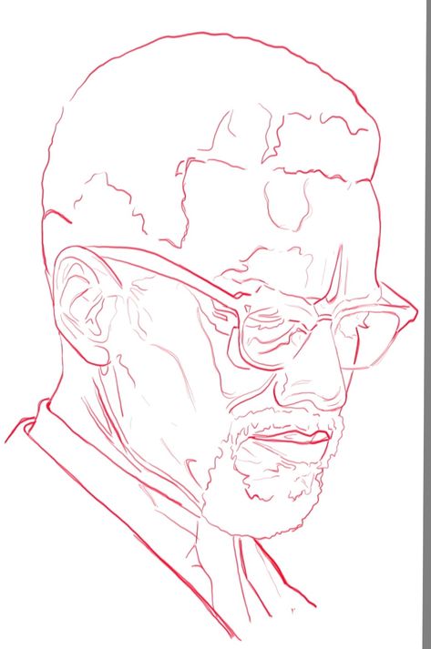 Malcolm X Tattoo Ideas, Malcom X Tattoos, Tyler The Creator Outline, Malcom X Tattoo Stencil, Malcom X And Martin Luther King Tattoo, Black Men Tattoos, X Tattoo, History Tattoos, Half Sleeve Tattoos Drawings