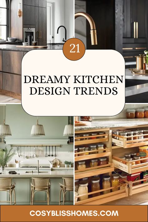 21 kitchen design trends that will totally transform your cooking space! From stunning curved lines to mixed metal accents, you'll find design ideas that speak to your style. Discover serene and calming color palettes that bring tranquility to your kitchen, along with clever hidden storage solutions that maximize your space. Whether you're renovating or just dreaming, these trending designs will inspire you to create your perfect cooking oasis. Get ready to elevate your culinary corner with styles that make cooking enjoyable! Interior Design Kitchen Luxury, Apartment Ideas Living Room, Trendy Kitchen Design, Modern Wood Kitchen, Latest Kitchen Designs, Custom Kitchens Design, Kitchens Luxury, Nest Design, Trends For 2024