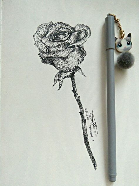 Rose (Stippling) Stippling, Humanoid Sketch, Tattoos, Drawings, Quick Saves, Art