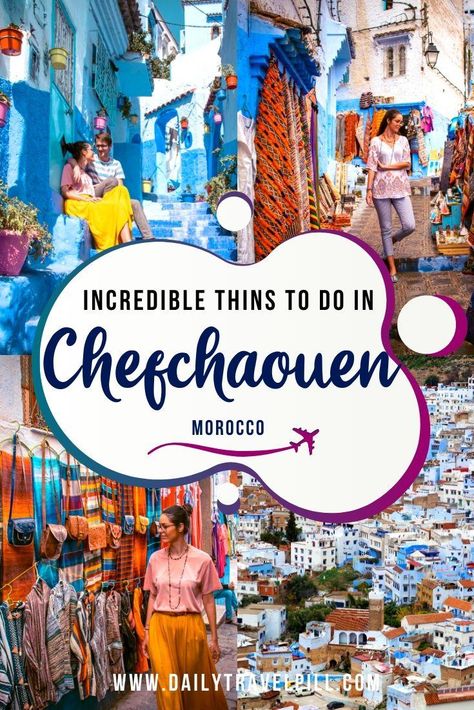 Find out which are the top things to do in Chefchaouen. Also called the Blue City, Chefchaouen is one of the top tourist attractions in Morocco. Read more here. #morocco #bucketlist #chefchaouen #bluecity | what to do in Chefchaouen | Chefchaouen tourist attractions | One day in Chefchaouen | Chefchaouen travel guide | Chefchouan Morocco, Morocco Scenery, Moroccan Travel, Blue City Morocco, Morocco Chefchaouen, Morocco Trip, Chefchaouen Morocco, Incredible Architecture, Tangier Morocco