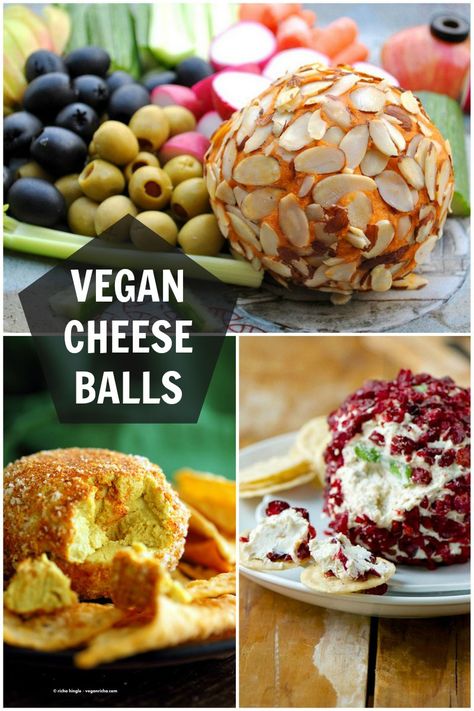 11 Vegan Cheese Ball Recipes for the Holidays, Parties, super bowl and what not. Serve with veggies, chips, pretzels & things. Nut-free Soy-free Options. Best Cheese Ball Recipes. Vegan Cheese Ball, Ball Recipes, Vegan Cheese Recipes, Vegan Richa, Vegan Party, Cheese Ball Recipes, Cheese Balls, Vegan Thanksgiving, Vegan Appetizers