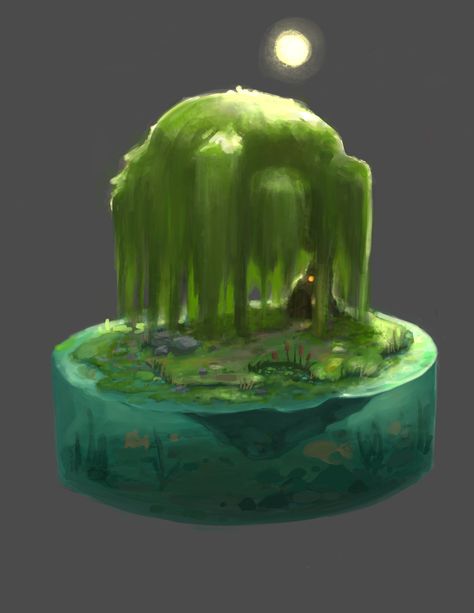 ArtStation - Willow Tree , Cara Khan Minecraft Willow Tree, Exterior Layout, Willow Tree Art, Minecraft Tree, Study Mood, Chomp Chomp, Weeping Willow Tree, Weeping Willow, Character Study