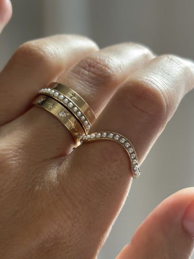 MADE TO ORDER Seed Pearl ONDA Ring – Palm Sunday Pearl Wedding Band, Dr Motivation, Pearl Wedding Bands, Arch Shape, Palm Sunday, Handmade Box, Bespoke Gifts, Ice Ice Baby, Desi Style