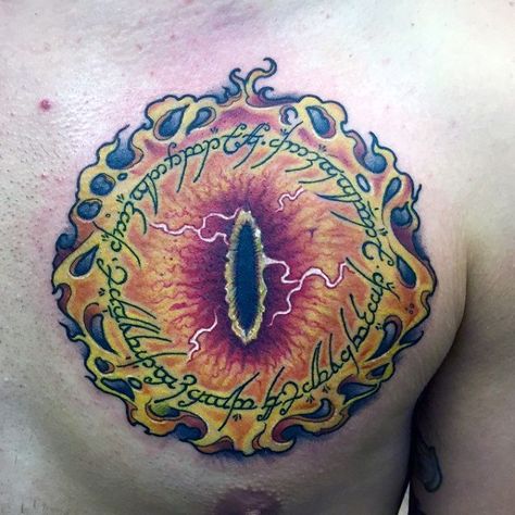 Eye Of Mordor Tattoo, Eye Of Sauron Tattoo, Sauron Tattoo, Sauron Eye, Lord Tattoo, Rings Tattoo, Culture Tattoos, Lord Of The Rings Tattoo, Reference Photos For Artists