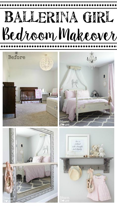 Ballerina Girl Bedroom Makeover Reveal | Bless'er House - Such a sweet space on a budget! Girls Ballerina Bedroom, Dance Bedroom, Diy Craft Home Decor, Ballerina Bedroom, Ballet Room, Ballerina Room, Girls Bedroom Makeover, Craft Home Decor, Big Girl Bedrooms