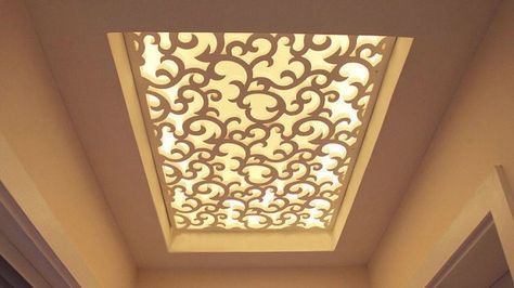 False Ceiling Bedroom, False Ceiling Living Room, Ceiling Plan, Laser Cut Stencils, Faux Wood Beams, Ceiling Detail, Colored Ceiling, Bathroom Ceiling, Room Screen