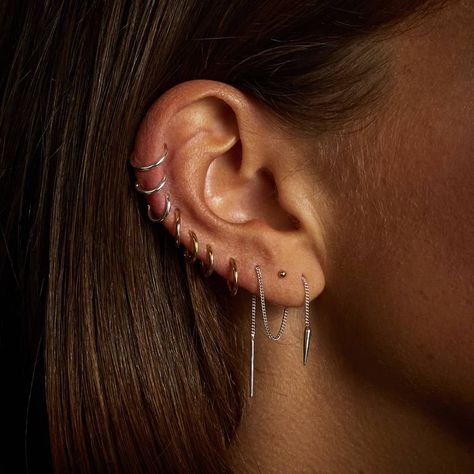 A f r a A m b a on Instagram: “ECLIPTIC X MISSION CONE X STUD . . . . . . . #handmadejewelry #silverjewelry #silverearring #sterlingsilver #jewelry #earring #webshop…” Helix Hoop Piercing, Hoop Piercing, Helix Ear, Popular Earrings, Helix Hoop, Piercings For Girls, Hoop Earrings Style, Tragus Piercings, Geometric Jewelry