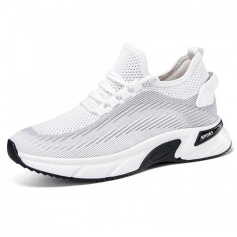 Best Height Increasing Cool Sneakers Lightweight White Flyknit Workout Shoes Gain 2.8inch / 7cm Mens Shoes With Shorts, Winter Wedding Shoes, Flyknit Shoes, Cool Sneakers, Men Shoes Formal, Business Casual Shoes, 2024 Color, Warm Shoes, Trainers Fashion