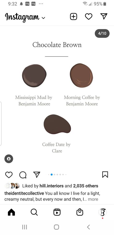 Mississippi Mud Benjamin Moore, Mississippi Mud Paint Color, Milk Chocolate Paint Color, Benjamin Moore North Creek Brown, Benjamin Moore Black Brown Paint Colors, Chocolate Brown Paint Colour Palettes, Muddy Brown Paint Color, Accent Paint Colors, Accent Paint