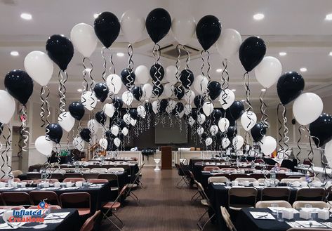 Racing Banquet Ideas, Black And White Formal Decorations, Ballon Arc, Topiary Centerpieces, Black White Parties, Balloon Display, Tent Decorations, Balloon Arrangements, 16 Birthday