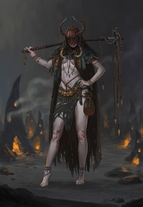 ArtStation - masked witch, Alexander Vradiy Norse Shaman, Fantasy Witch, Fantasy Rpg, Fantasy Inspiration, Kraken, Dnd Characters, Fantasy Artwork, Character Portraits, Creature Art