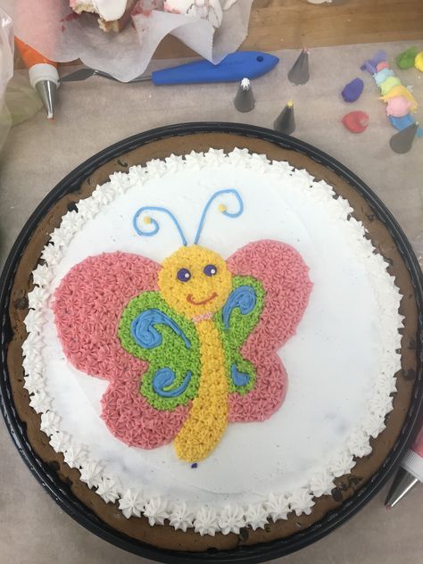 Butterfly Cookie Cake, Face Icing, Dq Cake, Dq Cakes, Message Cookies, Big Cookies, Large Cookies, Cookie Cake Decorations, Cookie Cake Designs