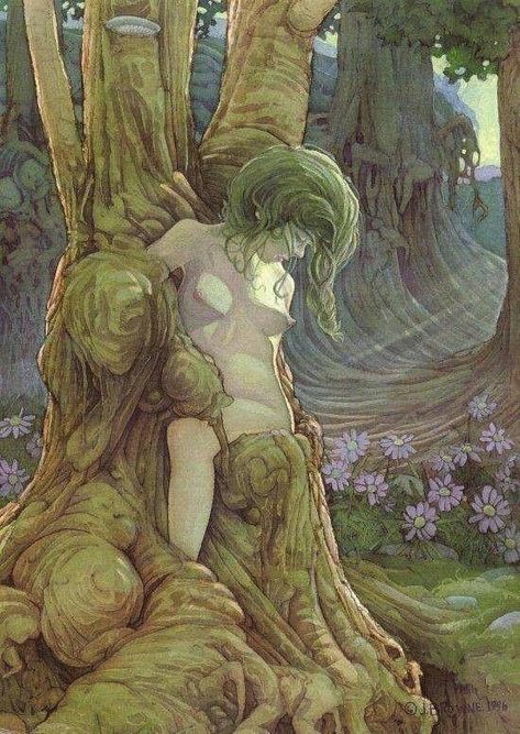 Wood Nymph, Wood Nymphs, Ash Tree, Nature Spirits, Digital Ink, Ethereal Art, Vintage Photographs, A Tree, Art Inspo