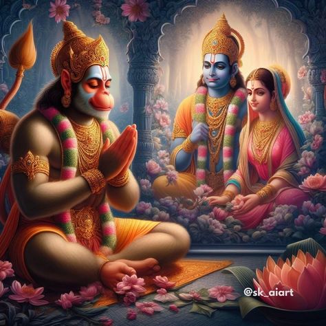 Ram Sita And Hanuman, Ram Sita Hanuman Photo, Ram Sita Hanuman, Sita Ram Hanuman, Hanuman Stories, Bhagwan Images, Lord Ram Image, Hanuman Dada, Hanuman Murti