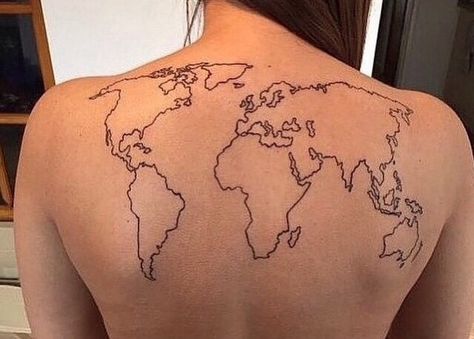 Globe World Map Tattoos, Map Tattoos, World Tattoo, Back Tattoos, Minimal Tattoo, Tattoo Inspo, Travel Tattoo, Tattoos With Meaning, Back Tattoo