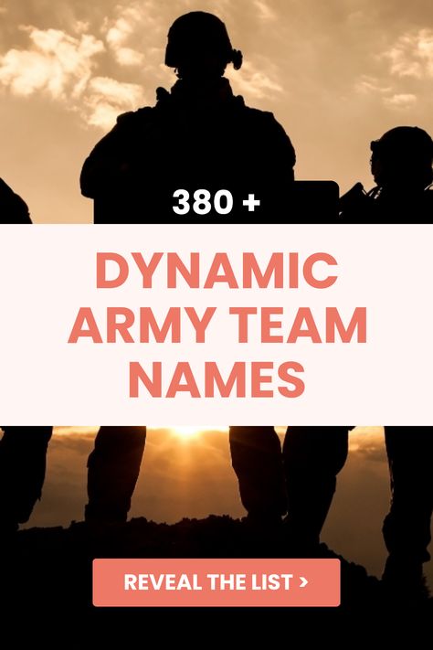 Struggling to come up with a cool name for your army team? Look no further! We've gathered an impressive list of 380 unique and eye-catching army team names that will inspire camaraderie and include a blend of funny and serious options. Whether you want a name that scares the competition or adds a humorous twist, we've got you covered. Don’t miss out on finding the perfect name to represent your squad! Explore the full list now and pick a name that suits your team's identity! Thunder Strike, Cool Name, Best Army, Army Humor, The Iron Giant, Delta Force, Funny Names, Name Generator, Pop Culture References