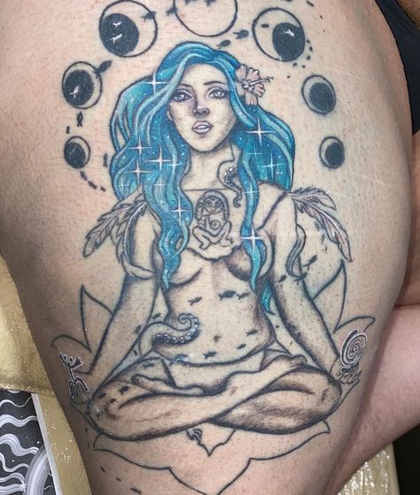 Pinky Rae on Instagram: “A little more progress on the Atabey goddess (scar coverup) peice I started a few months ago on one of my first Florida friends (she helped…” Atabey Tattoo, Ancestral Tattoo, Atabey Goddess, Scar Cover Up, Goddess Tattoo, Instagram A, Female Sketch, Cover Up, Florida