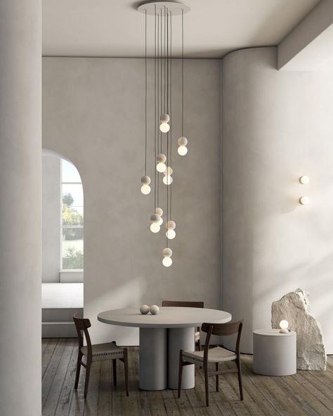 davidpompa on Instagram: “This is our Origo white collection! An amazing balance of lightness and character through Fiorito stone. A hanging rhythm of materials.…” Swag Lamp, White Canopy, Kitchen Views, Volcanic Rock, Multi Light Pendant, Glass Diffuser, Edison Bulb, Glass Lighting, 인테리어 디자인