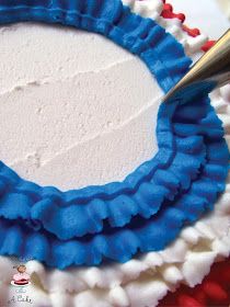 Make Frosting, Fireworks Cake, Buttercream Ruffles, Rotating Cake Stand, Bunting Cake, Patriotic Cake, Patriotic Bunting, Blue Icing, How To Make Frosting