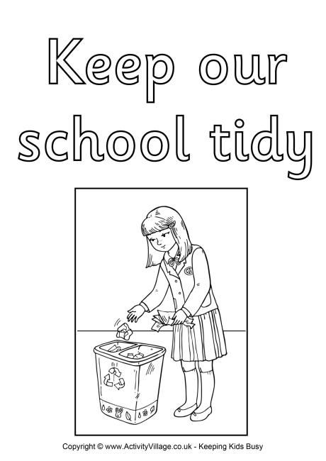 Keep our school tidy colouring poster pdf link Cleaning Drawing, Clean Classroom, School Clean, Keeping Kids Busy, School Rules, English Worksheets For Kids, Simple Poster, Classroom Rules, Positive Behavior