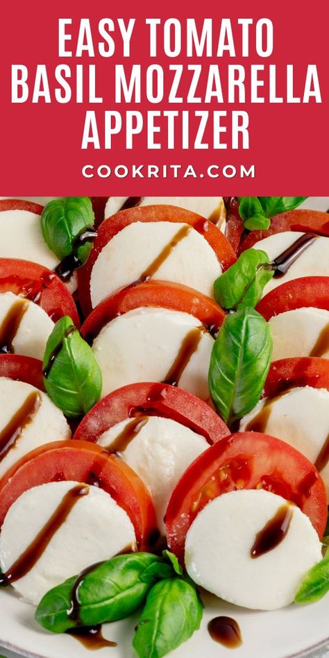 Easy Tomato Basil Mozzarella Appetizer Fresh Mozzarella Appetizers, Tomato Mozzarella Appetizer, Mozzarella Appetizers, Caprese Appetizer, Tomato Appetizers, Tomato Mozzarella Salad, Tomato Mozzarella Basil, Basil Mozzarella, Italian Recipes Appetizers