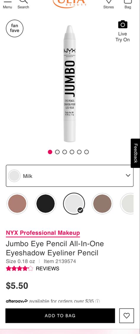 Nyx Jumbo Eye Pencil Aesthetic, Nyc Jumbo Eye Pencil, Nyx Jumbo Eye Pencil, Jumbo Eye Pencil, Nyx Makeup, White Pencil, Aesthetic Stuff, Eye Pencil, Nyx Professional Makeup