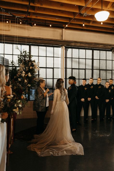 We love the moody tones of this dark + moody fall Portland wedding | Image by Naba Zabih Photography              #weddingideas #weddingdress #fallwedding #weddingcolors #weddingrings #weddingplanning Interesting Wedding Ideas, Creative Wedding Venues, Alternative Wedding Inspiration, Industrial Wedding Inspiration, Wedding Ceremony Seating, Wedding Image, Portland Wedding, Vintage Inspired Wedding, Princess Wedding Dresses