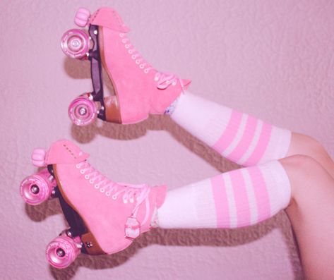 Strawberry Pink Moxi Lolly Outdoor Roller Skates with Pink Gummy Wheels, Pink Toe Guards, Pink Carnation Brake Petals Toe Stops, and Pink Cotton Candy Derby Laces (96 inch) Pastel Roller Skates Aesthetic, Pastel Roller Skates, Strawberry Roller Skates, Cute Roller Skates Aesthetic, Pretty Roller Skates, Customized Roller Skates, Pink Roller Skates Aesthetic, Roller Skates Outfits, Pink Rollerblades