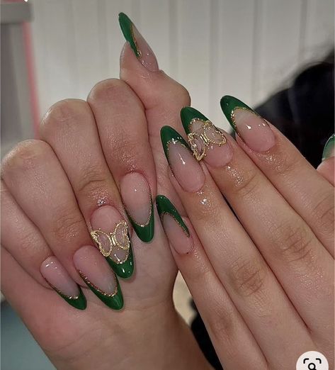 ￼   ￼  ￼   ￼ ￼ ￼ ￼ ￼ Sweet 16 Nails, Quince Nails, Quinceanera Nails, Emerald Nails, Gold Acrylic Nails, Green Acrylic Nails, Dark Green Nails, Long Nail Designs, Bling Acrylic Nails