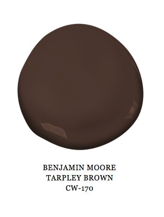 Tarpley Brown, Benjamin Moore Brown, Oxide Paint, Timeless Decorating, Print Armchair, Benjamin Moore Exterior, Brown Paint Colors, Aerin Lauder, Jar Table Lamp