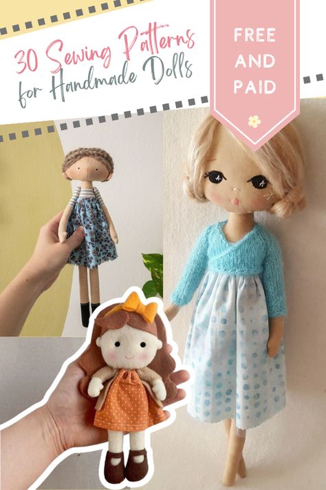 Free Sewing Doll Patterns, Easy Fabric Doll Patterns Free Printable, Soft Doll Patterns Free Templates, Small Fabric Doll Pattern, Comfort Dolls Free Pattern, Diy Doll Sewing Pattern, Small Rag Doll Pattern Free, Free Cloth Doll Patterns, Softies Patterns Free