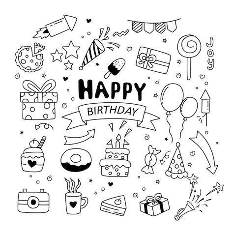 Birthday Doodles Hand Drawn, Doodle Happy Birthday, Happy Birthday Mom Images, Birthday Doodles, Happy Birthday Doodles, Happy Birthday Calligraphy, Banner Doodle, Happy Birthday Drawings, Birthday Doodle