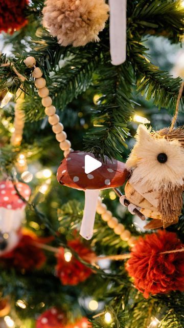 Wendy on Instagram: "For more instructions and step by step tutorial, check out my blog theKwendyHome.com. 

I’ve been enamoured by mushrooms this year and decided to add them to our Christmas tree. I even used a bed of moss as a tree skirt and added some woodland creatures to the tree. I’m excited to add more each year! 

#christmasdiy #christmascrafts #diychristmasdecor #cottagecoreaesthetic #mushrooms #mushroomlover #mushroomart #mushroomcore #christmastree #christmasornaments #ornaments" Mushroom Xmas Tree, Mushroom Theme Christmas Tree, Woodland Creatures Christmas Tree, Forest Theme Christmas Tree, Diy Tree Skirt Christmas, Mushroom Ornaments Diy, Moss Christmas Tree, Woodland Creatures Christmas, Moss Christmas