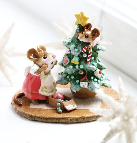 Charming Tails Mice, Mouse Cookies, Raising Canes, Miniature Village, Wee Forest Folk, Monkey Doll, Gift For A Family, Wee Folk, Miniature Figurine