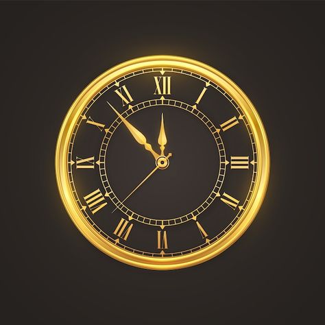 Vector golden shiny watch with countdown... | Premium Vector #Freepik #vector #gold-clock #gold-watch #2021-gold #old-clock Digital Clock Design, Clock Photography, Door Video, Anime Face Drawing, Golden Wallpaper, Bts Wallpaper Desktop, Golden Watch, Watches Logo, Roman Numeral Clock