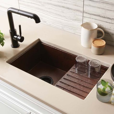 Cantina-Pro-Copper-Bar-Prep-Sink-Antique-CPS233 Kitchen Prep Sink, Copper Texture, Wet Bar Sink, Single Sink Kitchen, Copper Bar Sink, Copper Kitchen Sink, Drainboard Sink, Prep Sink, Copper Bar