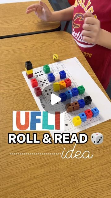 Carly Robertson | Education Resources & Ideas on Instagram: "Watch out for the falling towers! 😳 🤗 My kids love the roll and reads that go with our UFLI lesson but sometimes they can get a bit stale. Instead of playing it the same way every time we like to spice it up every now and then! To play: 🩷Each player gets a roll and read mat, dice and enough blocks to cover every word on the board. 💛Players cover every word on the board with a block. 💙Each player rolls their own dice and reads the word starting from the bottom of the mat. If they can read the word they get to move that block to the top of their mat. 💜Play continues until all words have been read and blocks have made a tower at the top of each number! ✨These Roll and Read mats are Free on the UFLI website so check them out if Ufli Activities, Small Group Reading Activities, Roll And Read, Teacher Leader, Reading Stations, Teach Reading, Toddler Worksheets, First Year Teaching, Small Group Reading