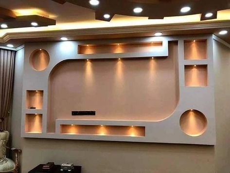 Pop Bar Design, Best Tv Unit Designs For Living Room, Plaster Of Paris Design, Shelf Designs For Hall, Tv Shelf Design, Stylish Tv Unit, Pop Interior, Pop False Ceiling, Arch Designs For Hall