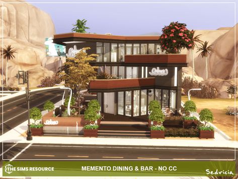 The Sims Resource - Memento Dining & Bar NoCC Sims 4 Bar Ideas, Sims 4 Bar Cc, Sims Restaurant, Sims 4 Bar, Sims 4 Restaurant, Jazz Bar, Luxury Bar, Jungle Adventure, Modern Restaurant