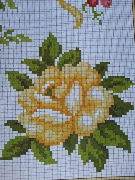 Rose Cross Stitch Pattern, Pola Kristik, Pola Sulam, Cross Stitch Patterns Flowers, Floral Cross Stitch, 자수 디자인, Cross Stitch Rose, Cross Stitch Patterns Free, Tapestry Crochet